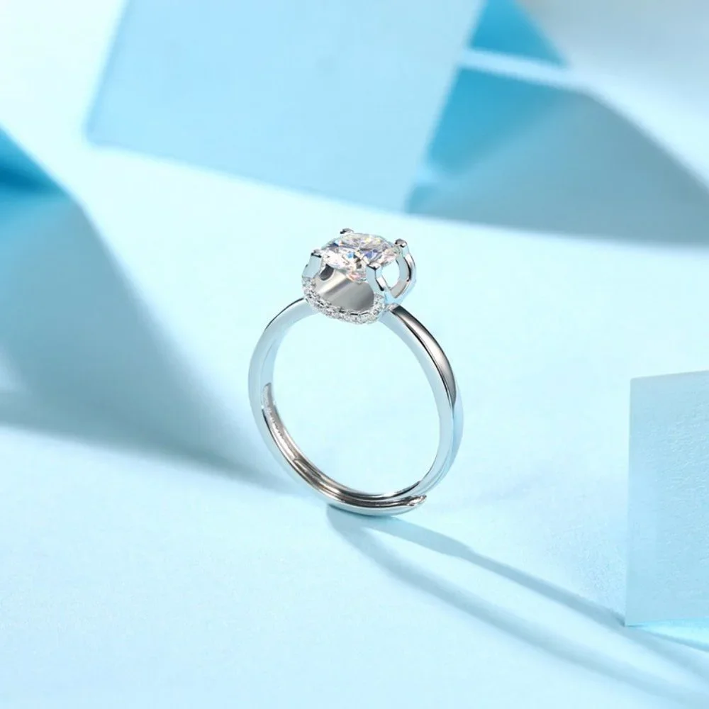 Certified 3ct. t.w. Diamond Moissanite Engagement Ring NEW B - Picture 3 of 9